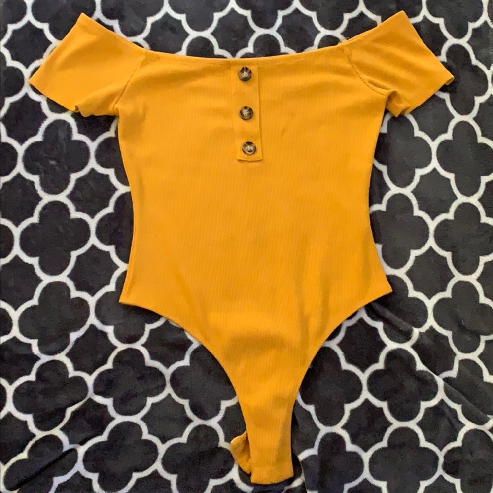 Mustard yellow off shoulder onsie